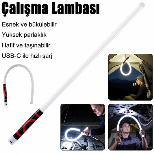 Esnek LED Çalışma Lambası – Bükülebilir, Şarjlı, Askı Kancalı