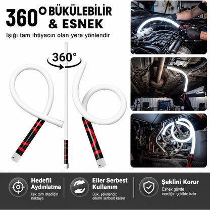 Esnek LED Çalışma Lambası – Bükülebilir, Şarjlı, Askı Kancalı