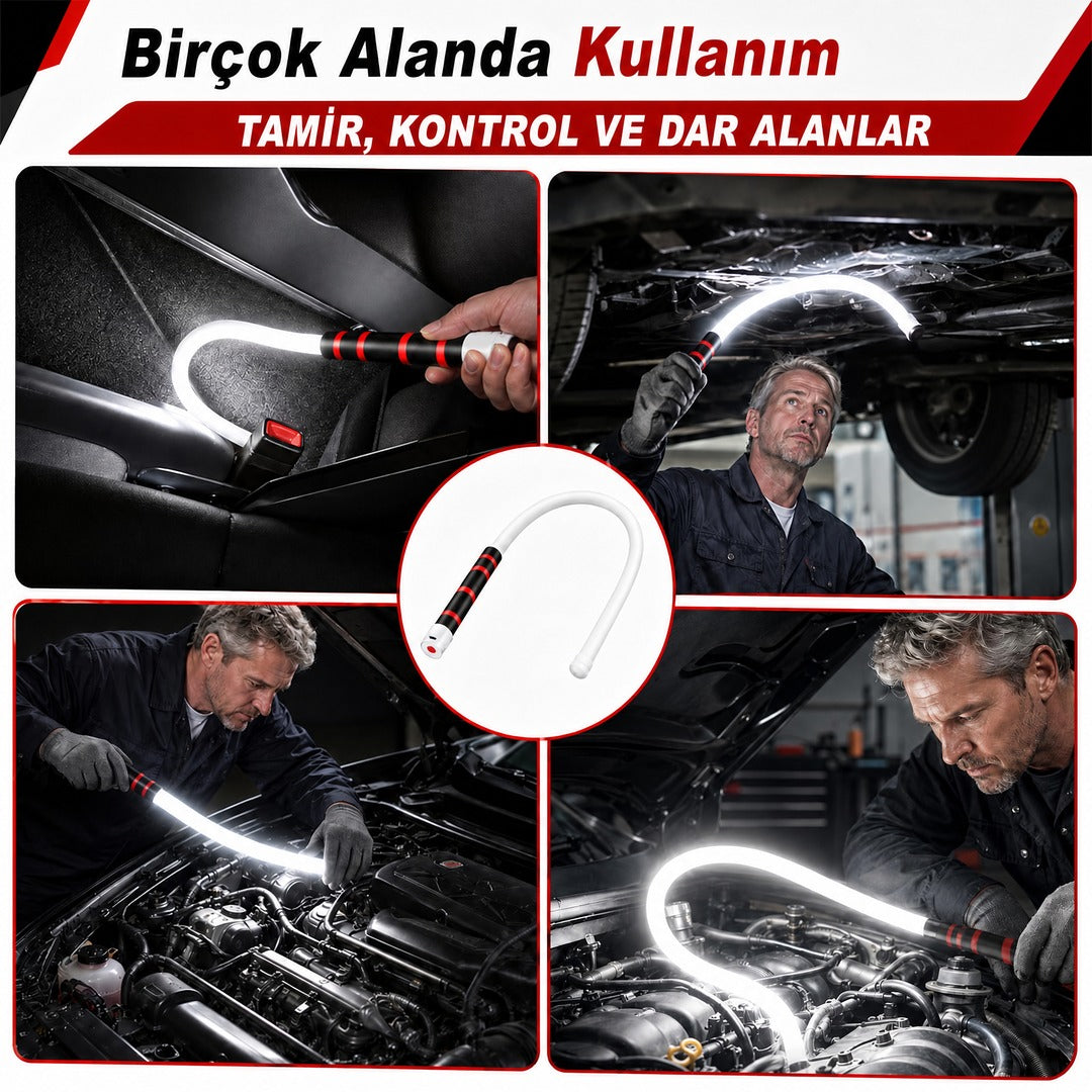 Esnek LED Çalışma Lambası – Bükülebilir, Şarjlı, Askı Kancalı